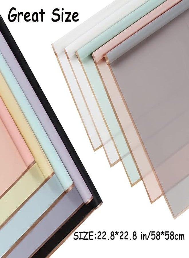 KTrading Korean Style Waterproof Gift Wrapping Paper | 10 Sheets (58 x 58 cm) | Pastel Colour Wrapping Paper with Gold Trim | Floral Bouquet, Gift & Event Decoration Sheets - Image 2